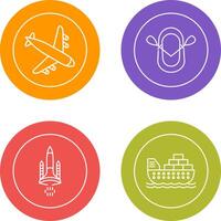 Landing Airplane and Dinghy Icon vector