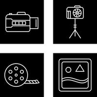 open camera and camera stand Icon vector