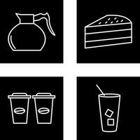 pastel rebanada y café maceta icono vector