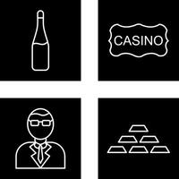 champán botella y casino firmar icono vector