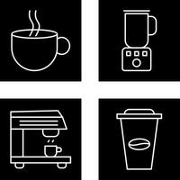 caliente café y café licuadora icono vector