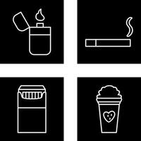 lighter and lit cigarette Icon vector