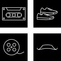 casette y zapatillas icono vector