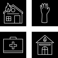 house on fire and gloves Icon vector