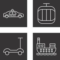 Police Car and Cable Car Icon vector