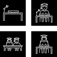 study desk and studying on desk Icon vector