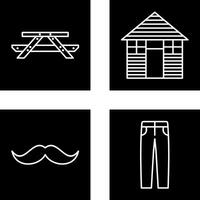 Picnic of Table and Wood Cabin Icon vector