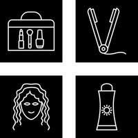 productos cosméticos y plancha de pelo icono vector