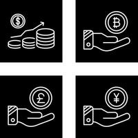 dinero crecimiento y bitcoin icono vector