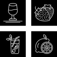 vino y fresa icono vector