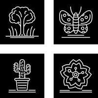 árbol y mariposa icono vector