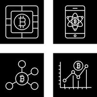 bitcoin chip y móvil icono vector