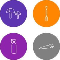 Mushrooms and Gardening Fork Icon vector