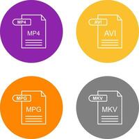 mp4 y avi icono vector