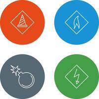 under construction and flammable material Icon vector