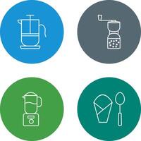 french press and coffee grinder Icon vector