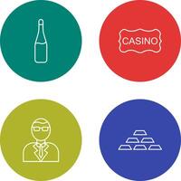 champán botella y casino firmar icono vector