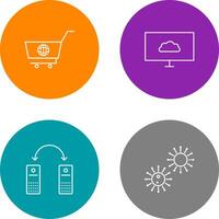 global shopping and cloud sysytem Icon vector