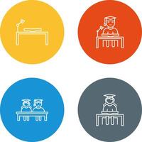 study desk and studying on desk Icon vector