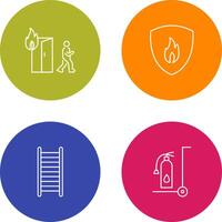 running from fire and fire shield Icon vector