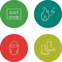 exit and electricity fire Icon vector