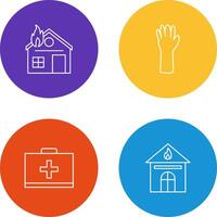 house on fire and gloves Icon vector