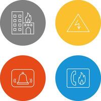 burning building and electricity danger Icon vector