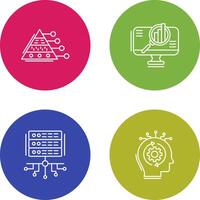 Pyramid Graph and Search Icon vector