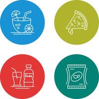 Pizza Slice and Coconut Drink Icon vector