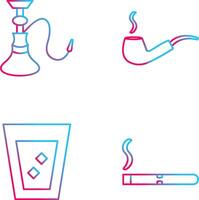 hookah and lit smoking pipe Icon vector