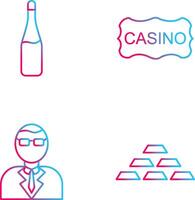 champán botella y casino firmar icono vector