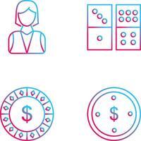 elegant lady and domino game Icon vector