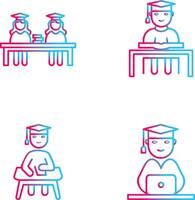 Combined Study and Studying on Desk Icon vector