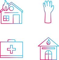 house on fire and gloves Icon vector