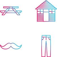 Picnic of Table and Wood Cabin Icon vector