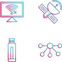 Disconnected Network and Satellite Icon vector