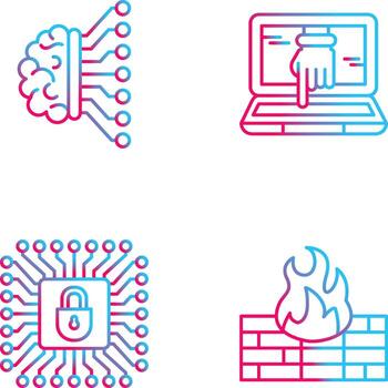 máquina aprendizaje y hackear icono vector