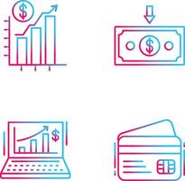 gráfico arriba y dinero abajo icono vector