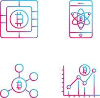 bitcoin chip y móvil icono vector