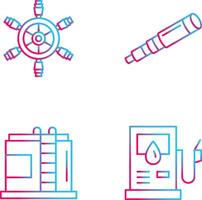 Embarcacion rueda y binocular icono vector