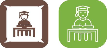 Unique Studying on Desk Icon Design vector