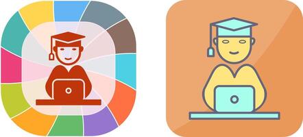 Unique Studying on Laptop Icon Design vector