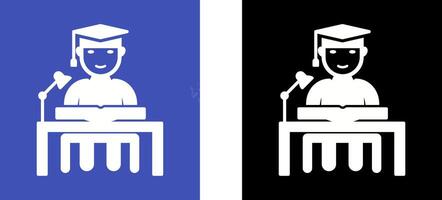 Unique Studying on Desk Icon Design vector