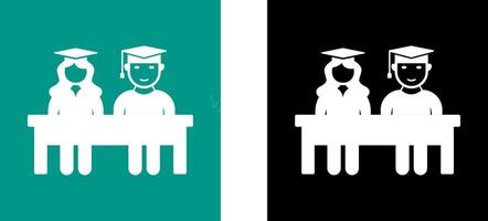 Unique Students Sitting Icon Design vector