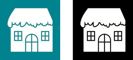 Unique House with Snow Icon Design vector