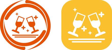 Two Glasses Romantic Icon Design vector