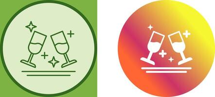 Two Glasses Romantic Icon Design vector