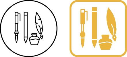 Unique Writing Equipment Icon Design vector