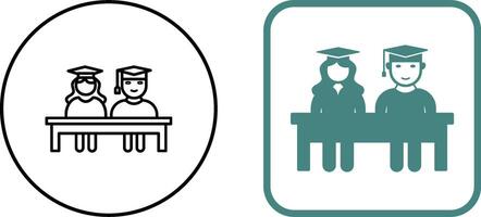 Unique Students Sitting Icon Design vector