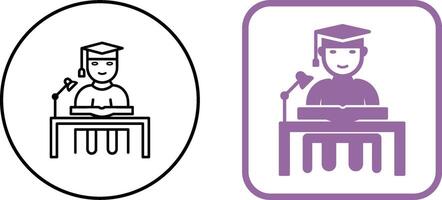 Unique Studying on Desk Icon Design vector